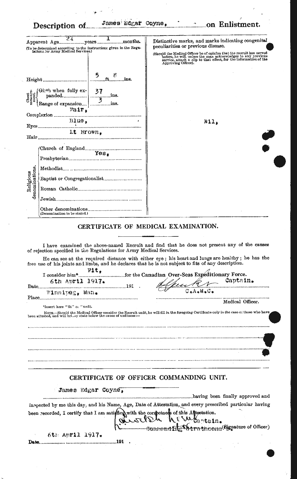 Dossiers du Personnel de la Première Guerre mondiale - CEC 062321b