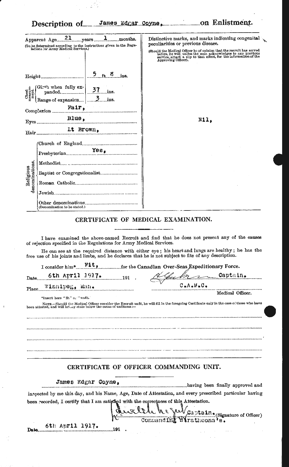 Dossiers du Personnel de la Première Guerre mondiale - CEC 062322b