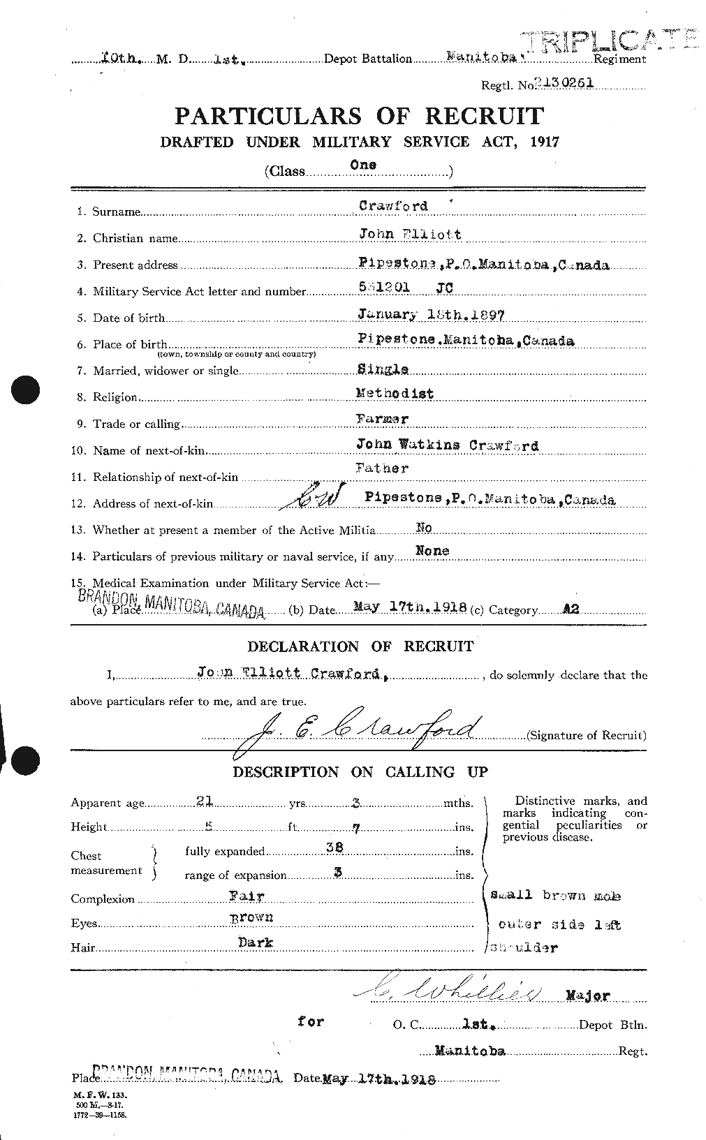 Dossiers du Personnel de la Première Guerre mondiale - CEC 062428a