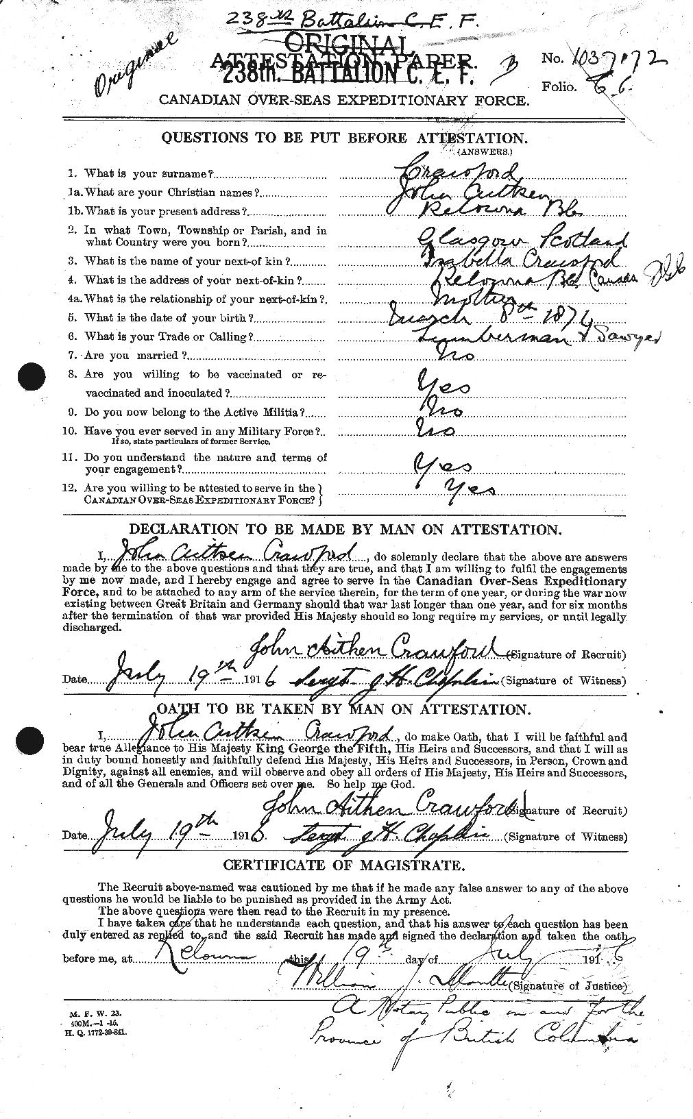 Personnel Records of the First World War - CEF 062436a
