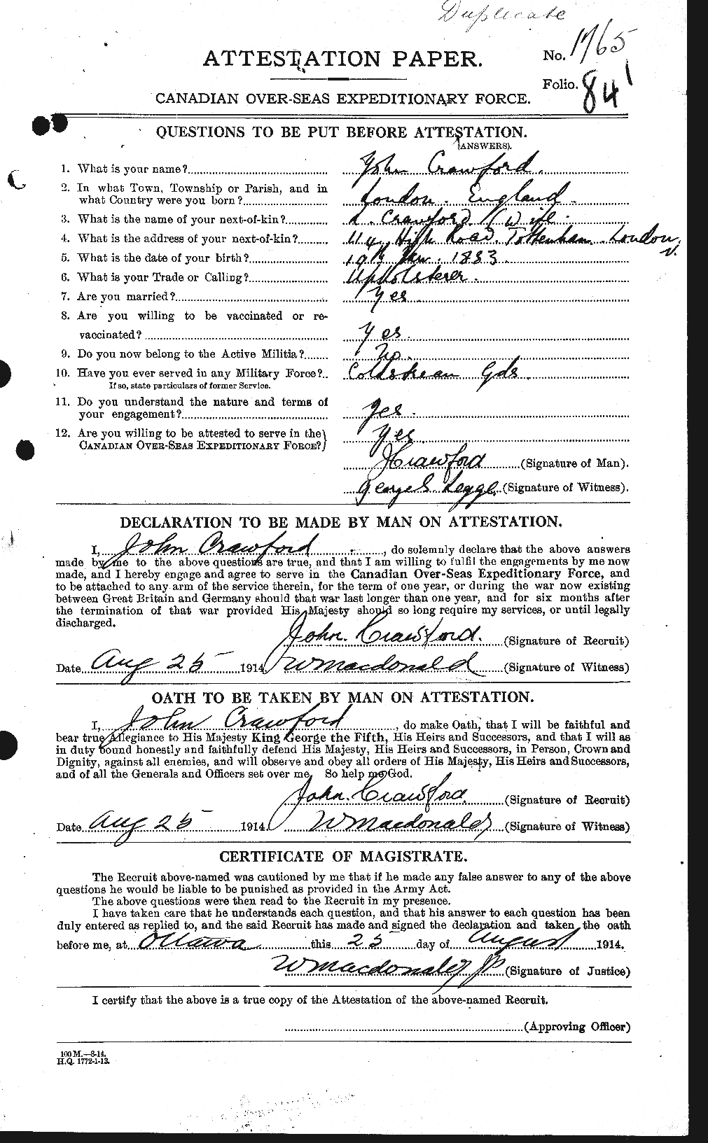 Personnel Records of the First World War - CEF 062441a