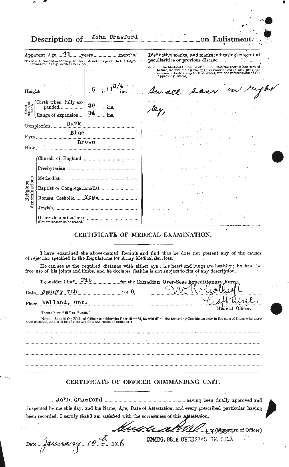 Dossiers du Personnel de la Première Guerre mondiale - CEC 062446b