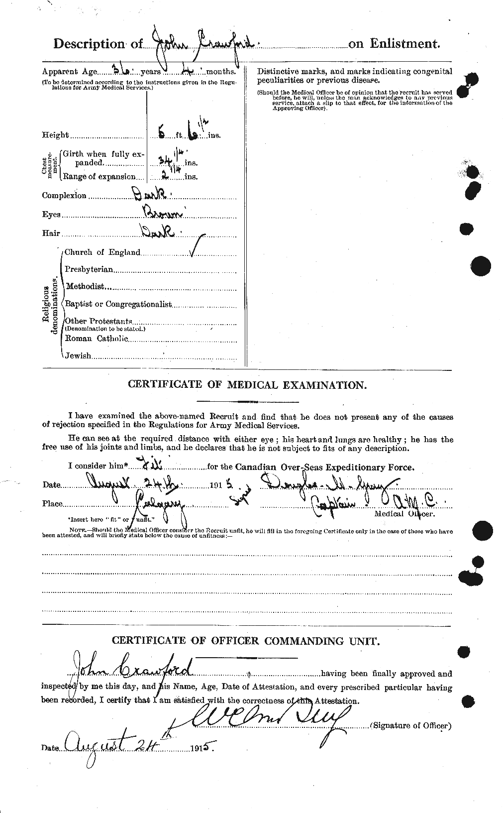 Dossiers du Personnel de la Première Guerre mondiale - CEC 062451b