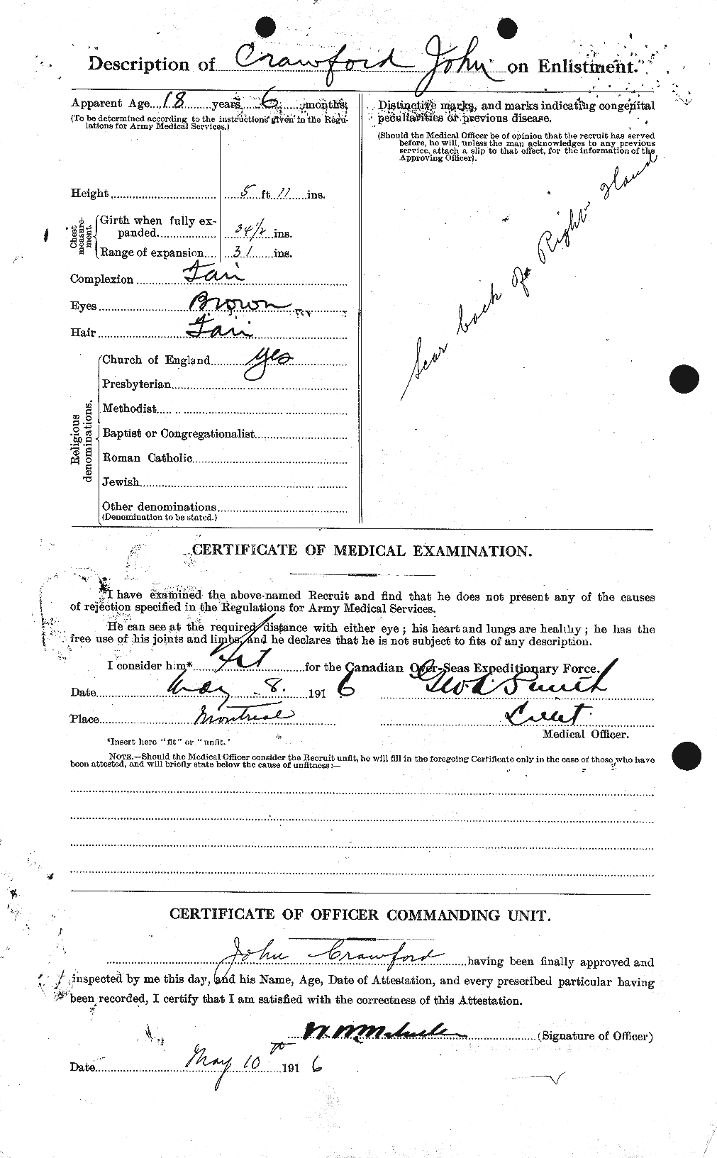 Dossiers du Personnel de la Première Guerre mondiale - CEC 062453b