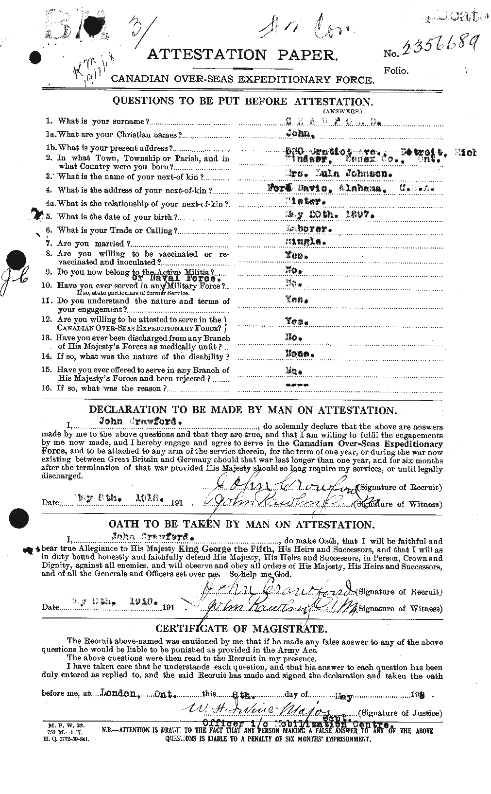 Personnel Records of the First World War - CEF 062459a