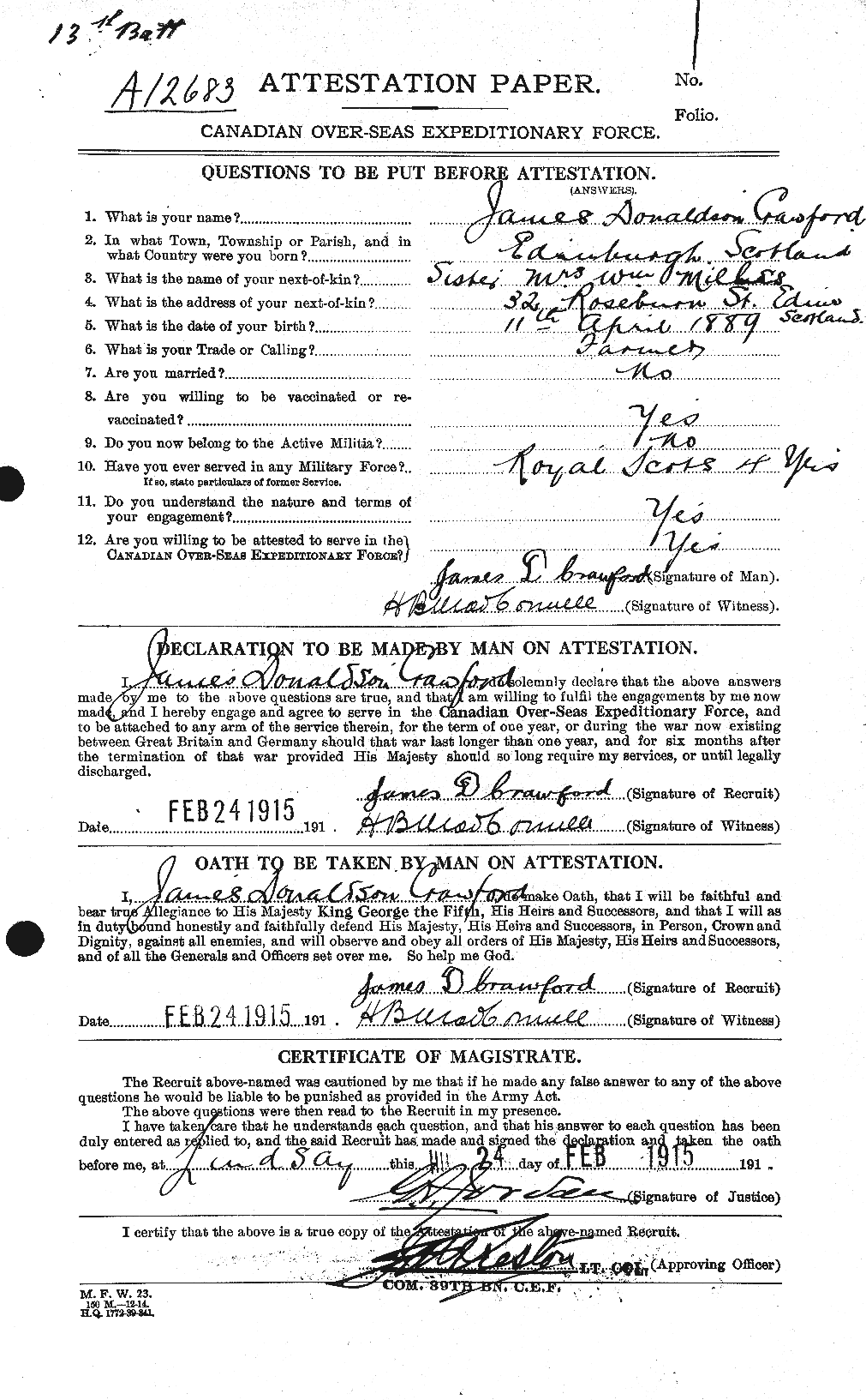 Personnel Records of the First World War - CEF 062755a
