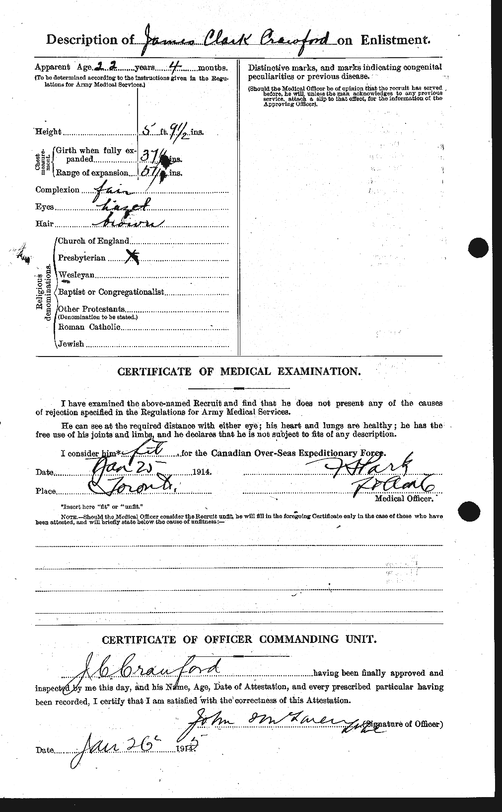 Dossiers du Personnel de la Première Guerre mondiale - CEC 062757b