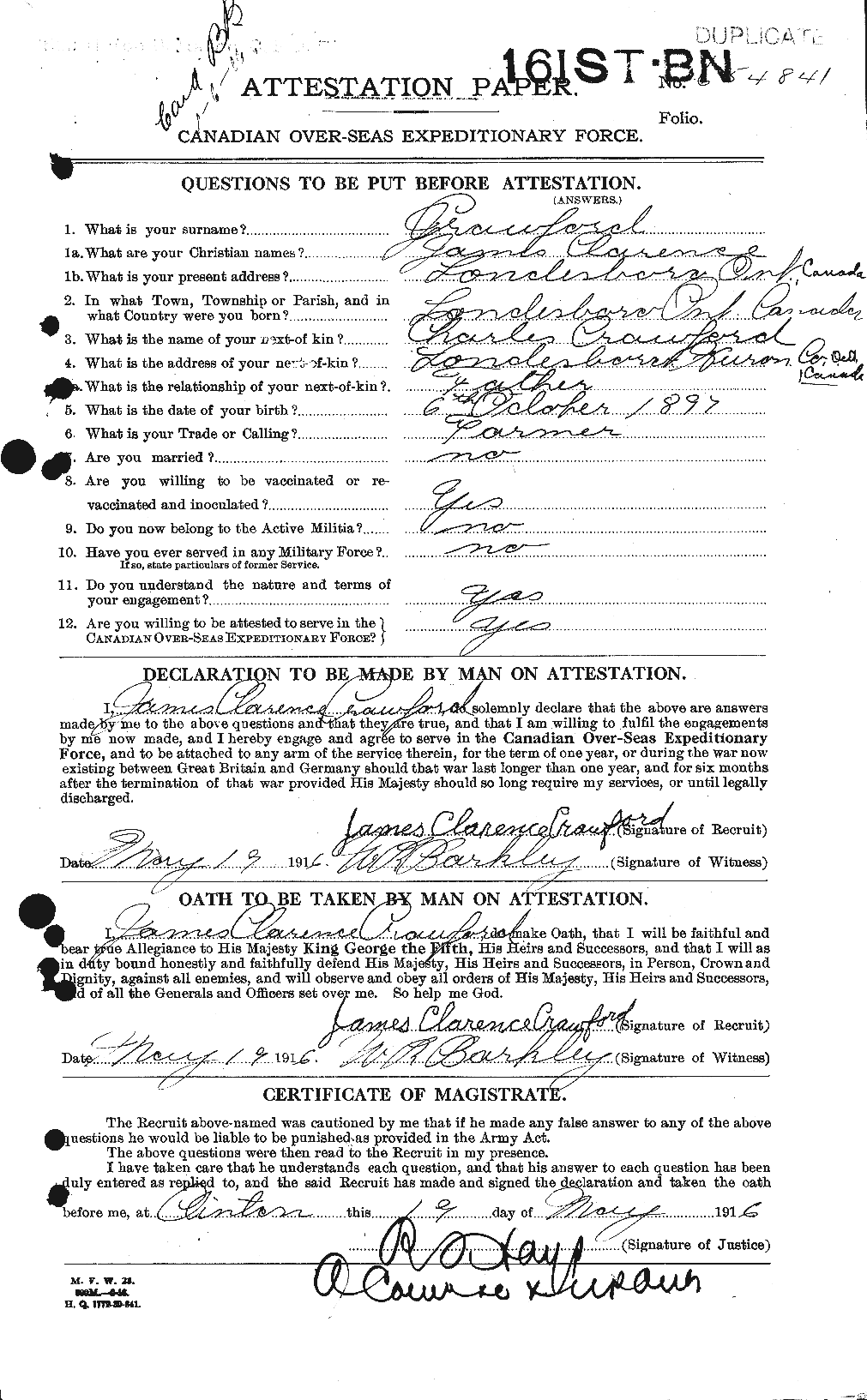 Personnel Records of the First World War - CEF 062758a