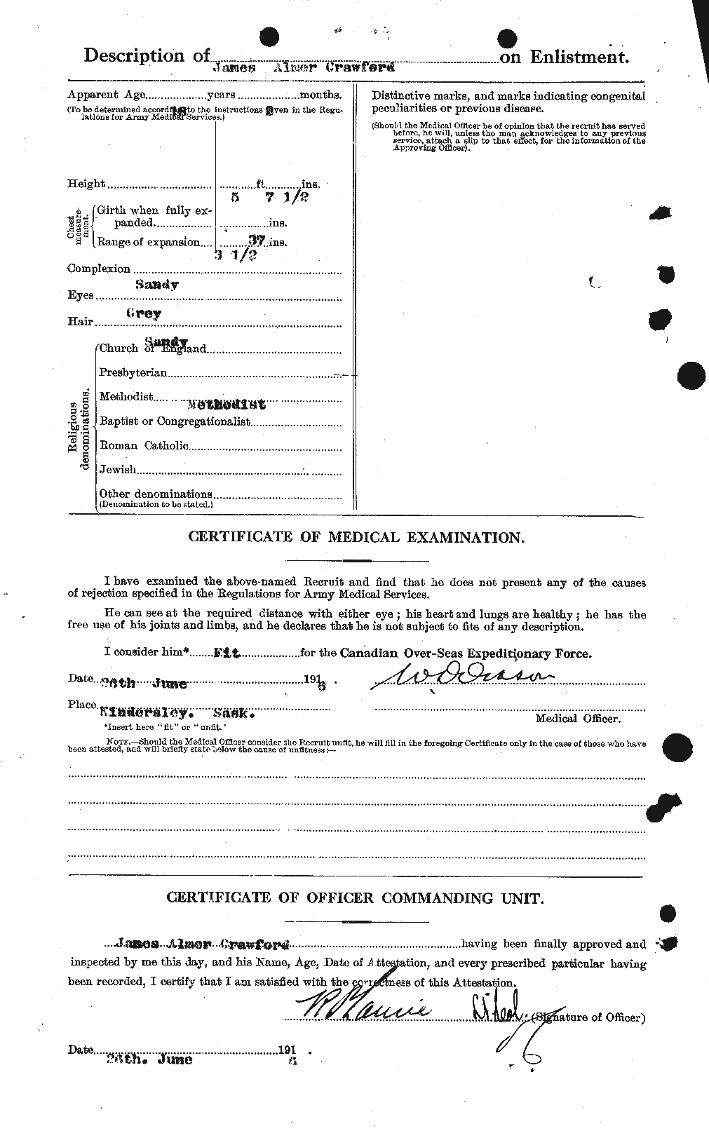 Dossiers du Personnel de la Première Guerre mondiale - CEC 062761b