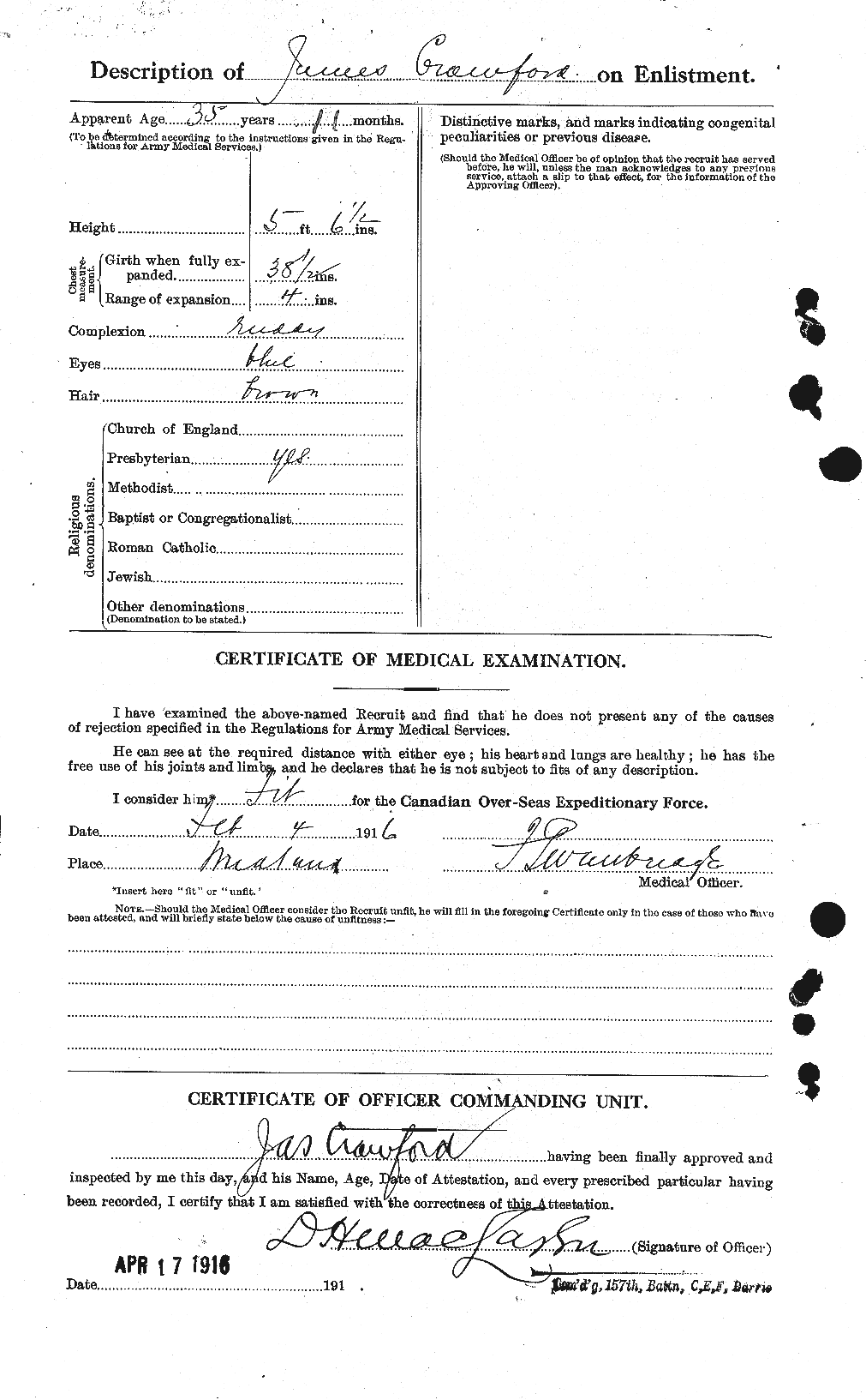 Dossiers du Personnel de la Première Guerre mondiale - CEC 062767b