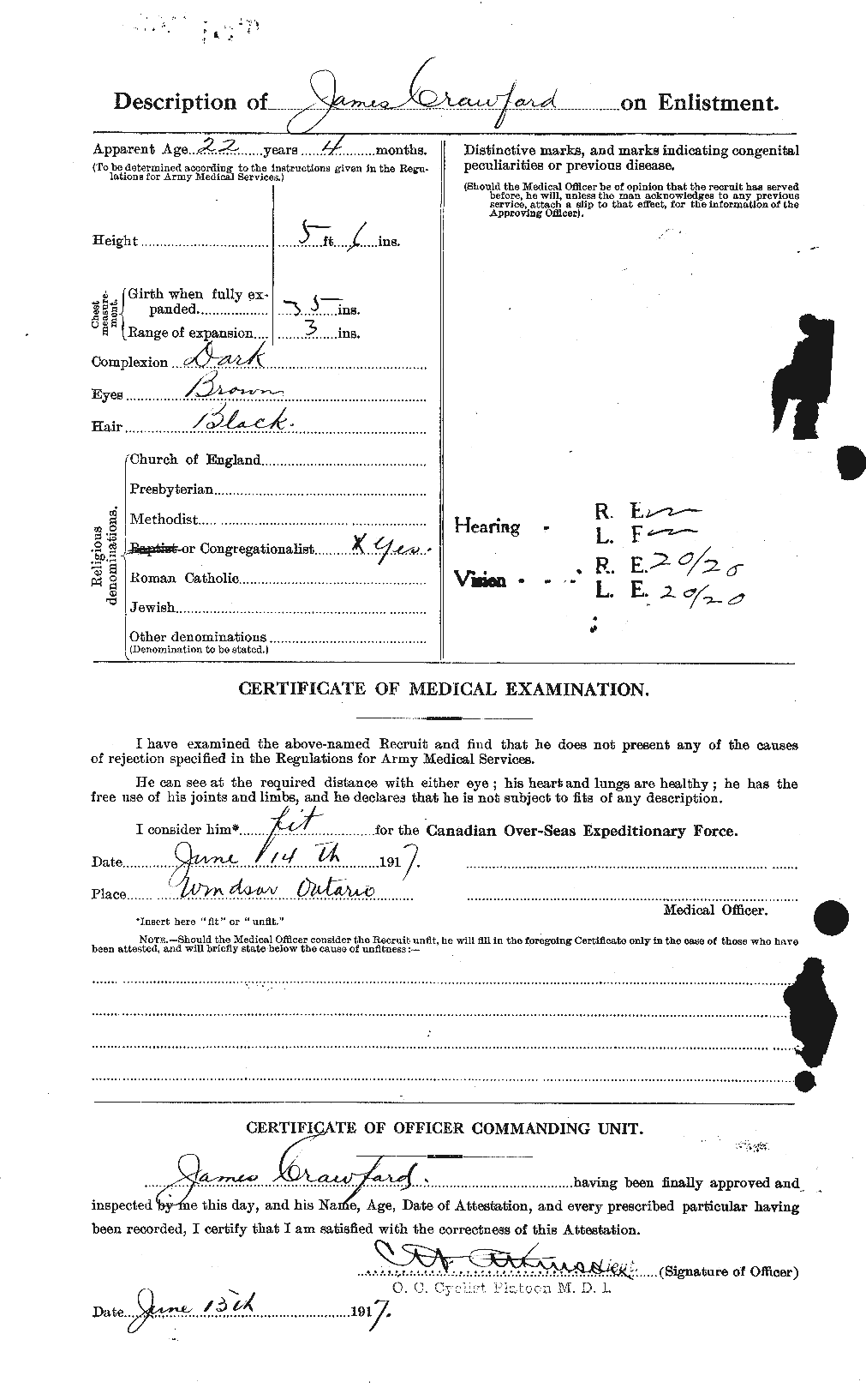 Dossiers du Personnel de la Première Guerre mondiale - CEC 062770b