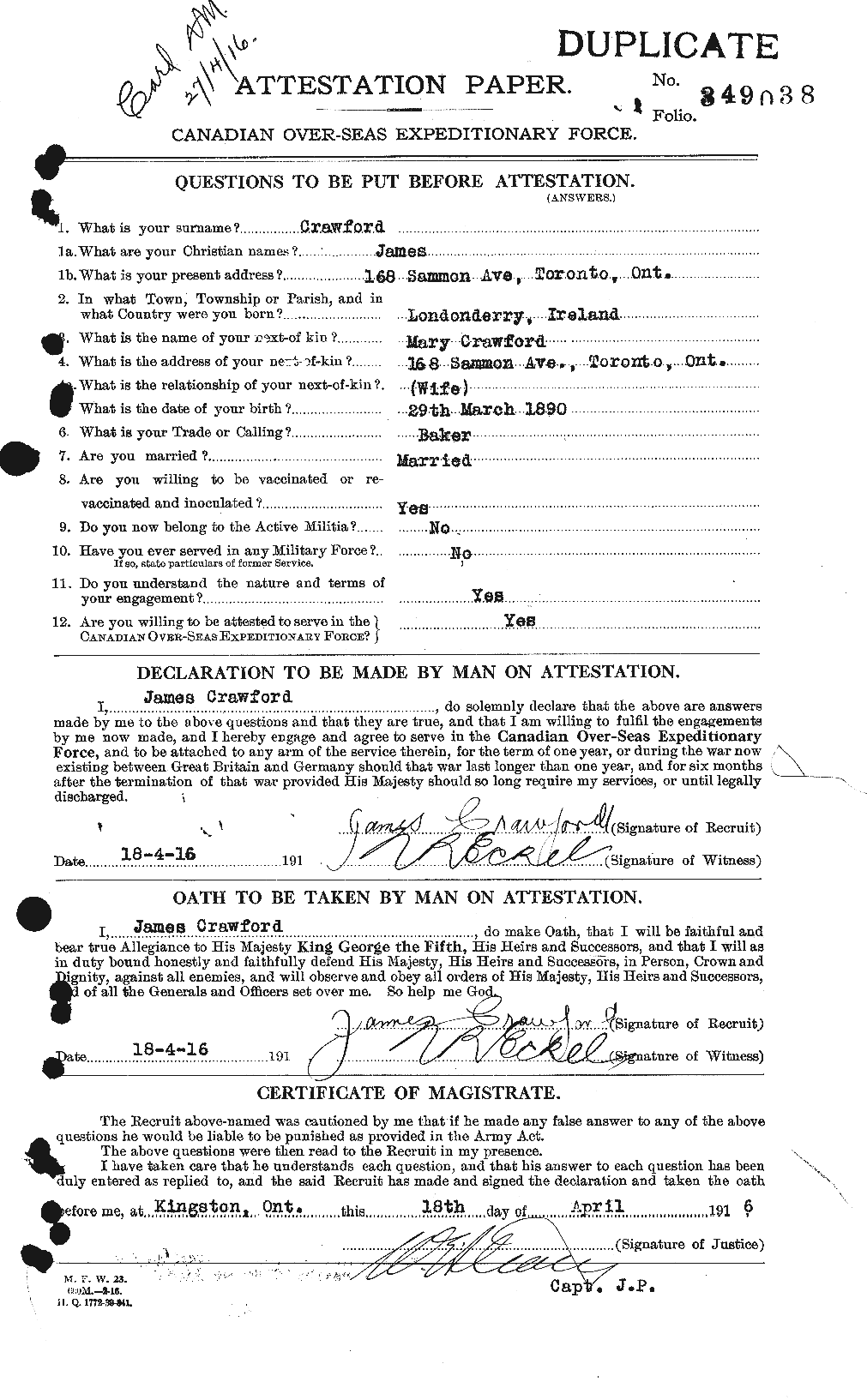 Personnel Records of the First World War - CEF 062772a