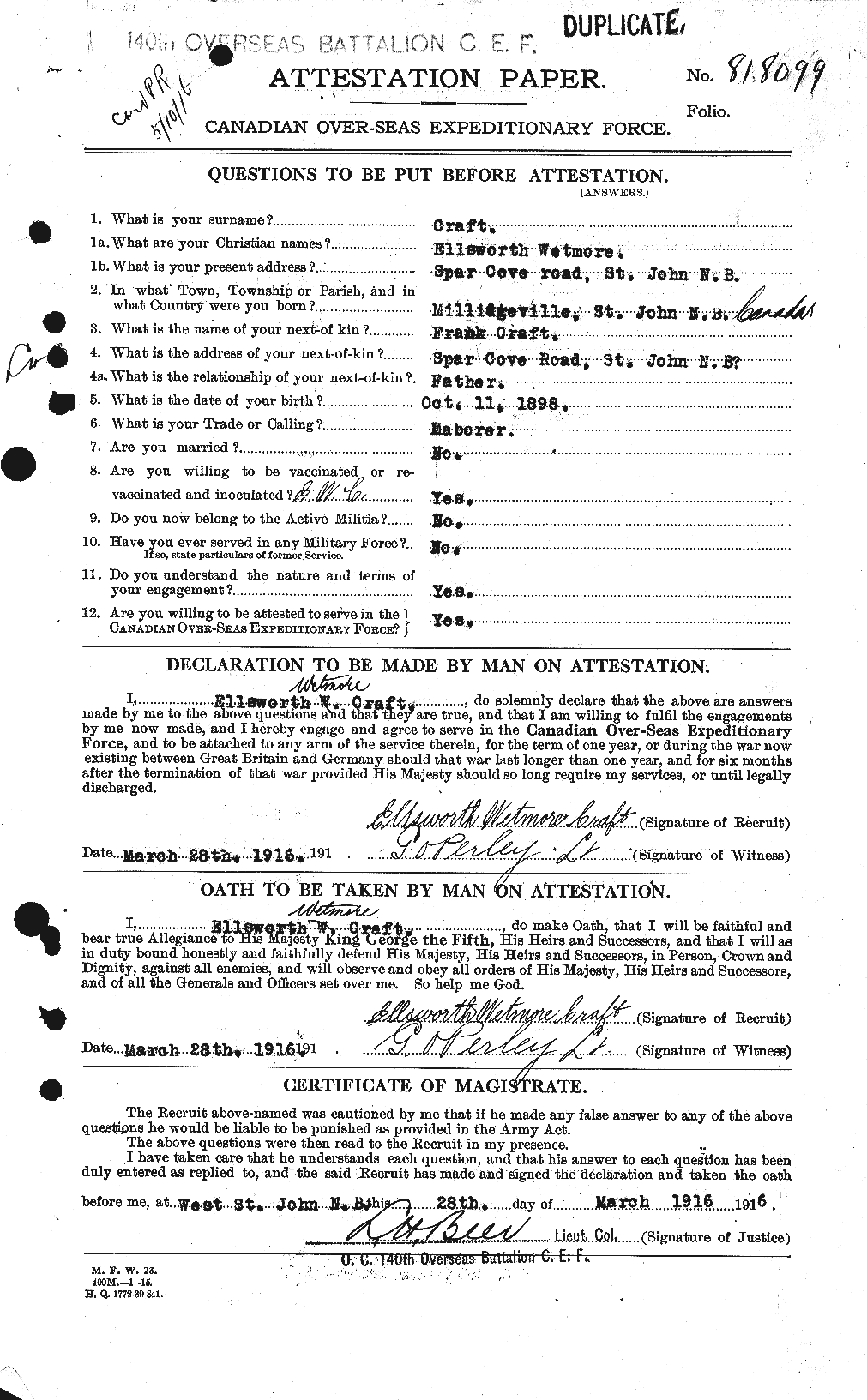 Personnel Records of the First World War - CEF 062885a