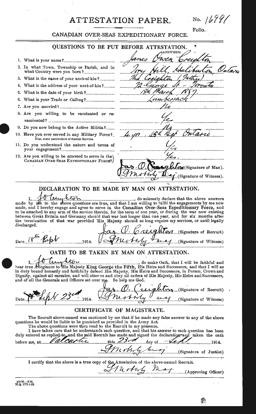 Personnel Records of the First World War - CEF 063070a
