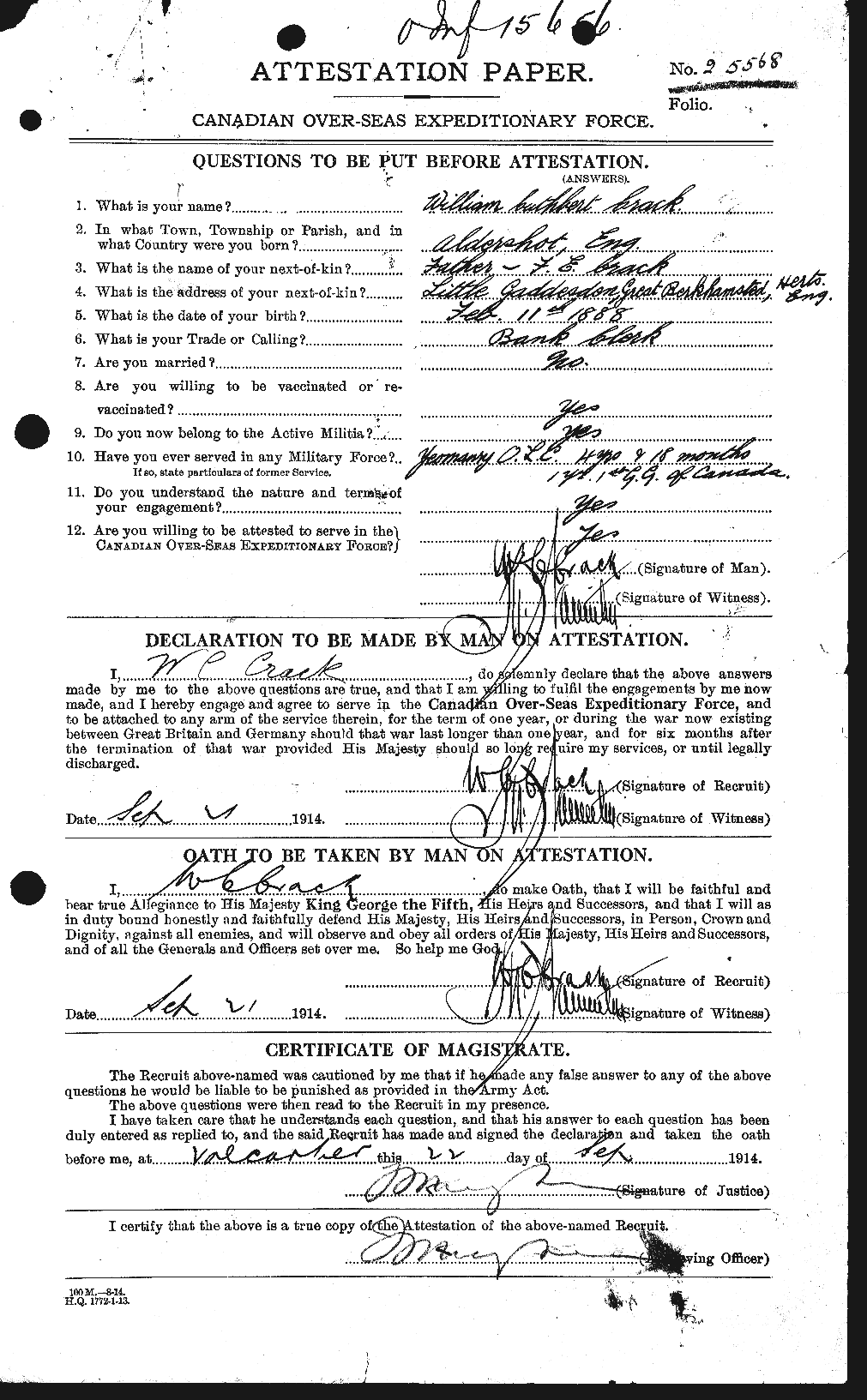 Personnel Records of the First World War - CEF 063293a