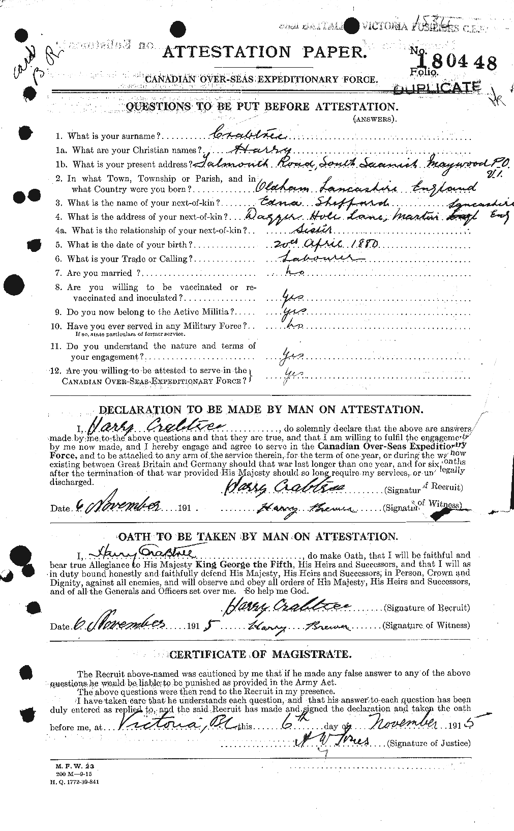Personnel Records of the First World War - CEF 063322a