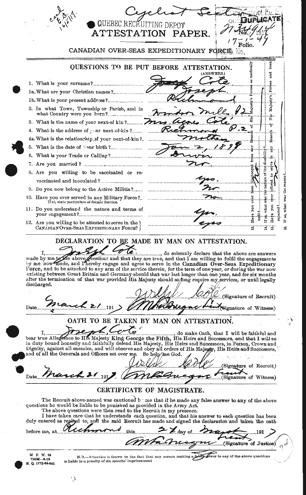 Personnel Records of the First World War - CEF 063978a