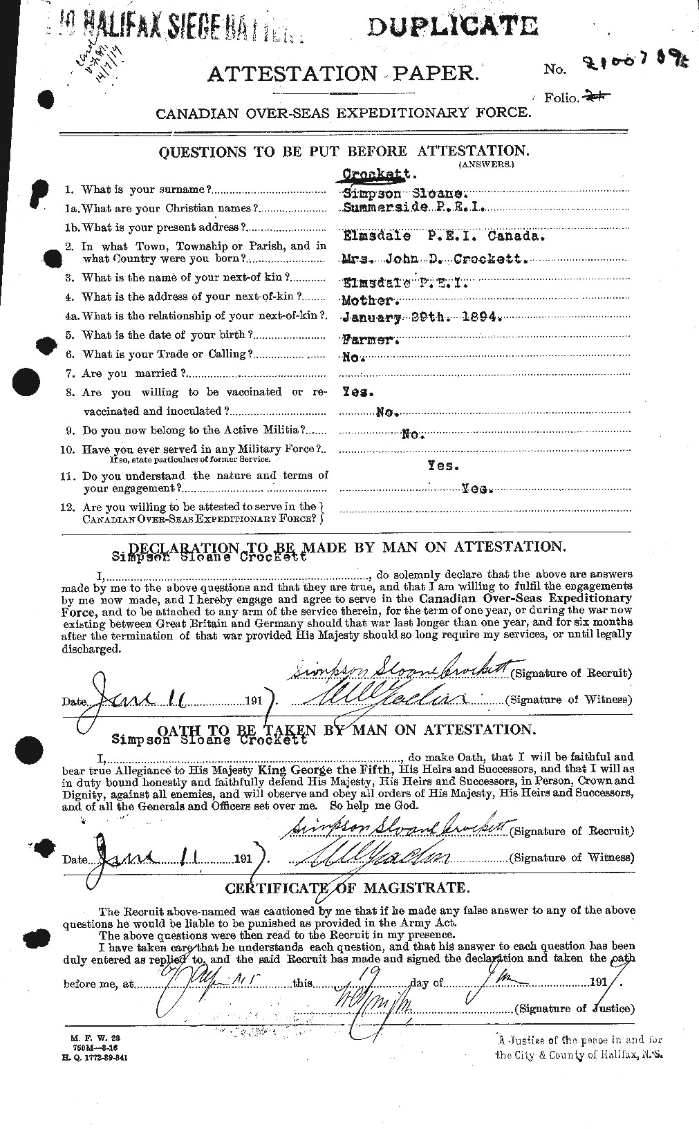 Personnel Records of the First World War - CEF 064523a