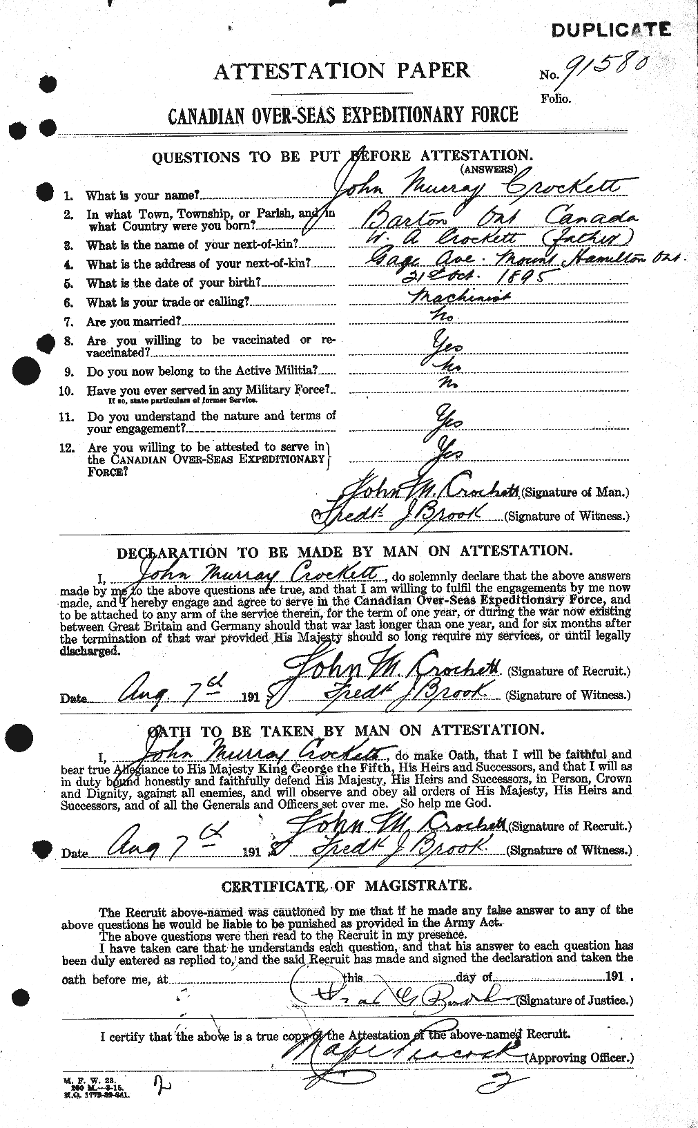 Personnel Records of the First World War - CEF 064697a