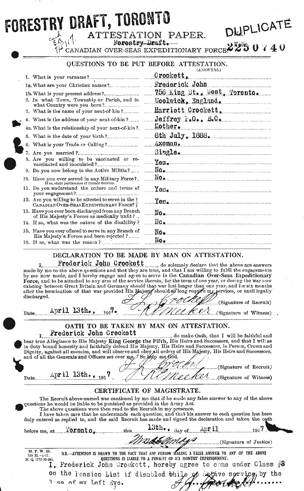 Personnel Records of the First World War - CEF 064711a