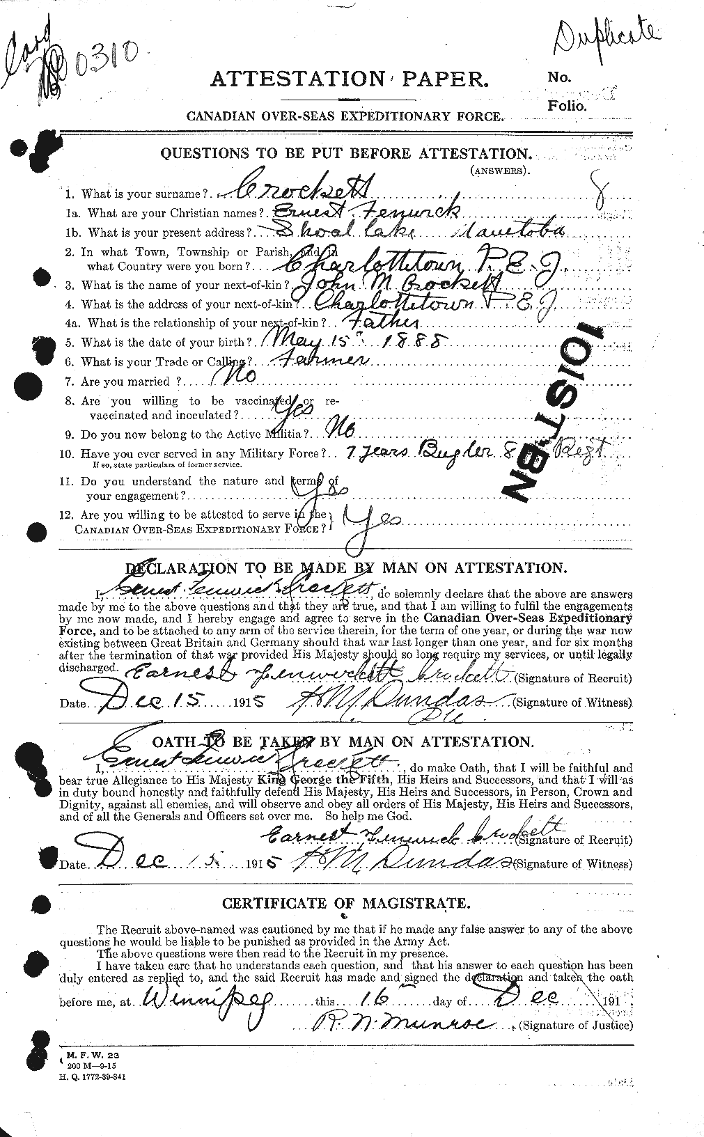 Personnel Records of the First World War - CEF 064716a