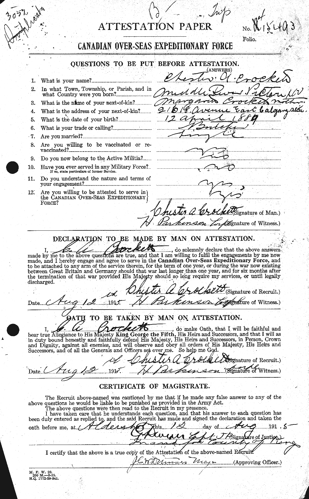 Personnel Records of the First World War - CEF 064720a