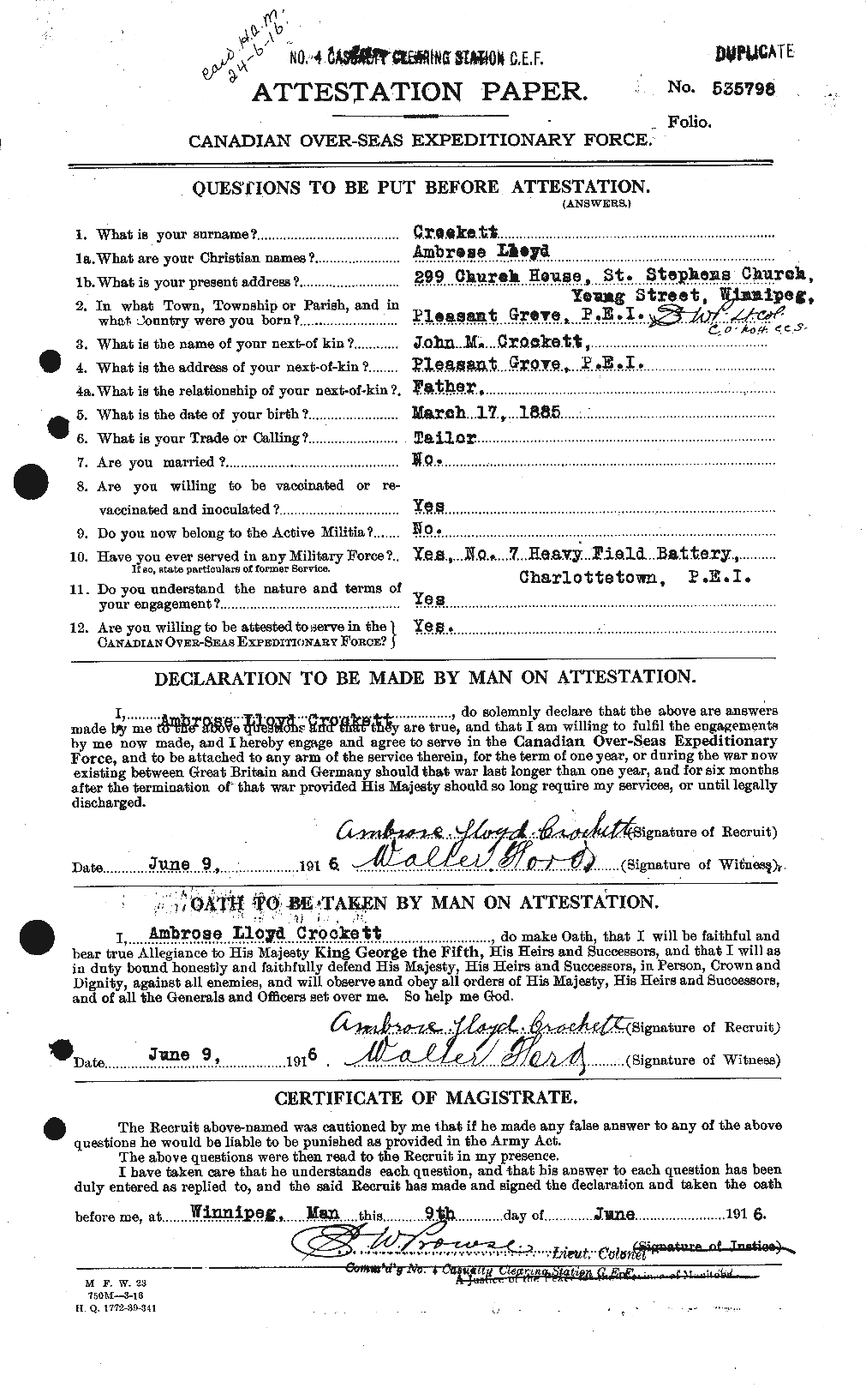 Personnel Records of the First World War - CEF 064726a