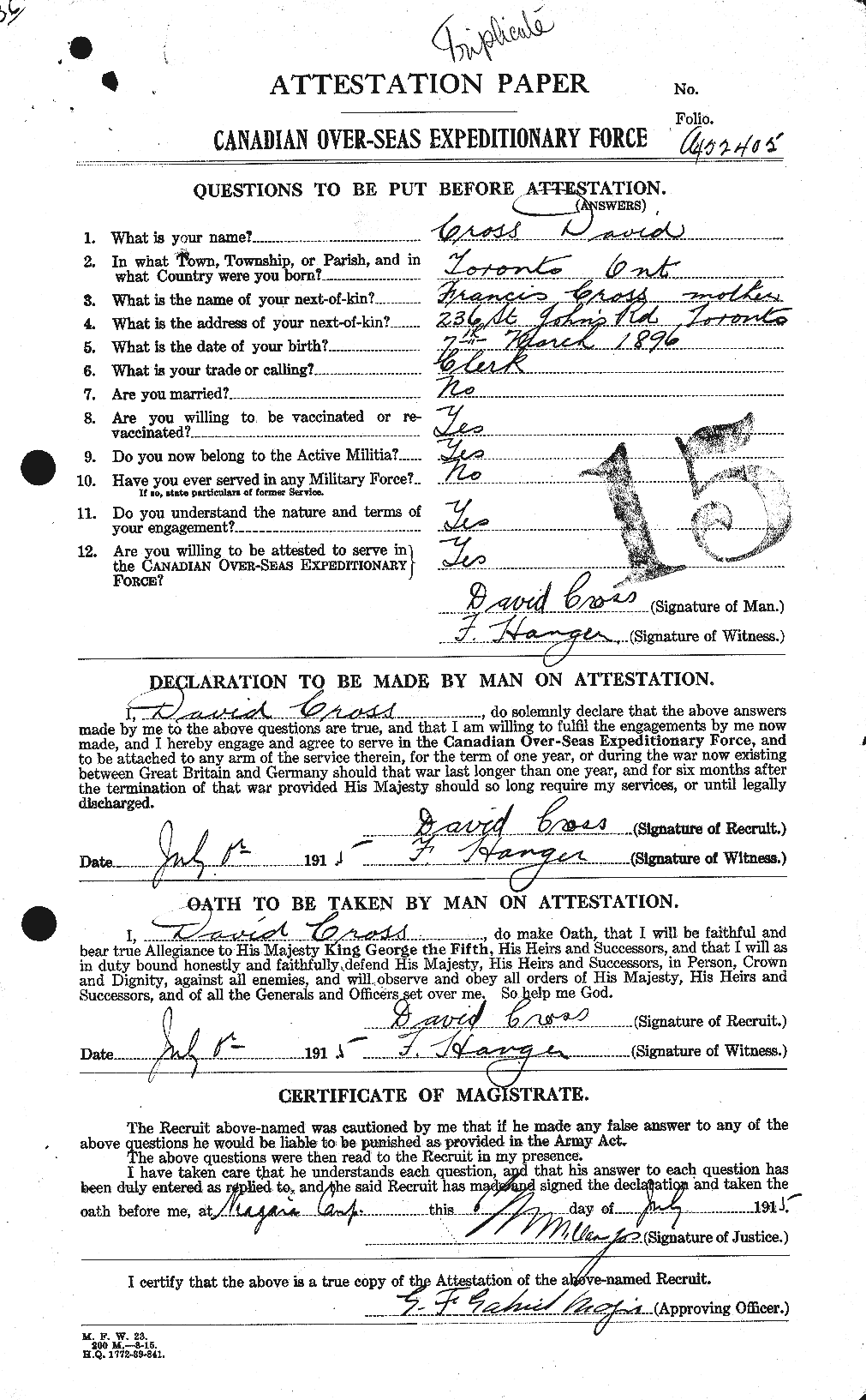 Personnel Records of the First World War - CEF 064888a
