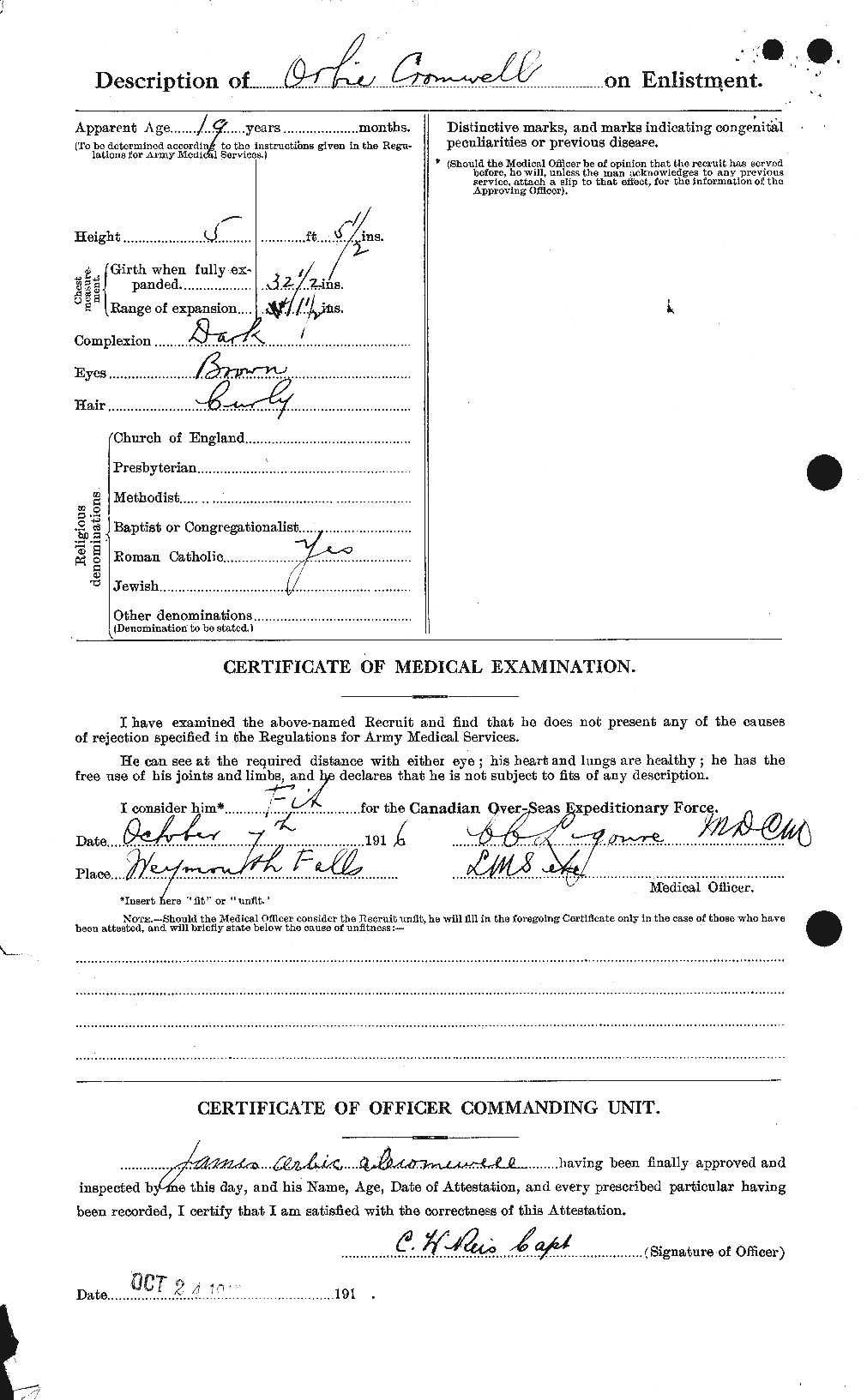 Dossiers du Personnel de la Première Guerre mondiale - CEC 064925b
