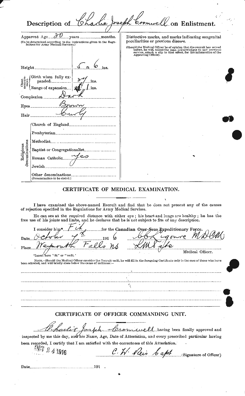 Dossiers du Personnel de la Première Guerre mondiale - CEC 064933b