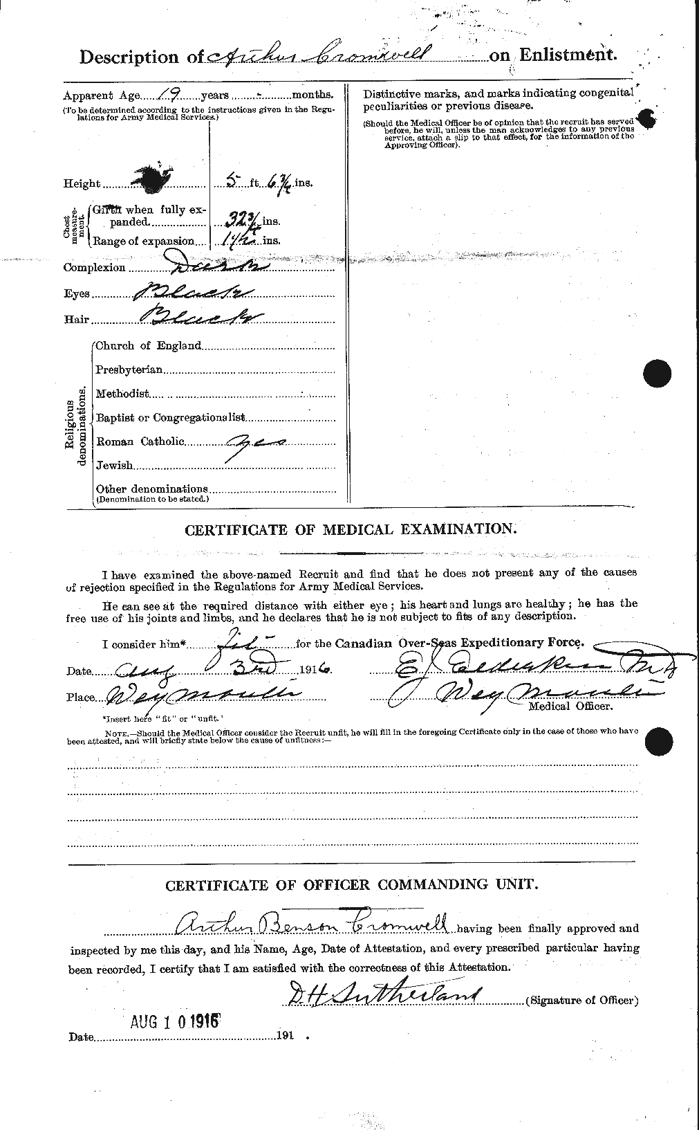 Dossiers du Personnel de la Première Guerre mondiale - CEC 064938b