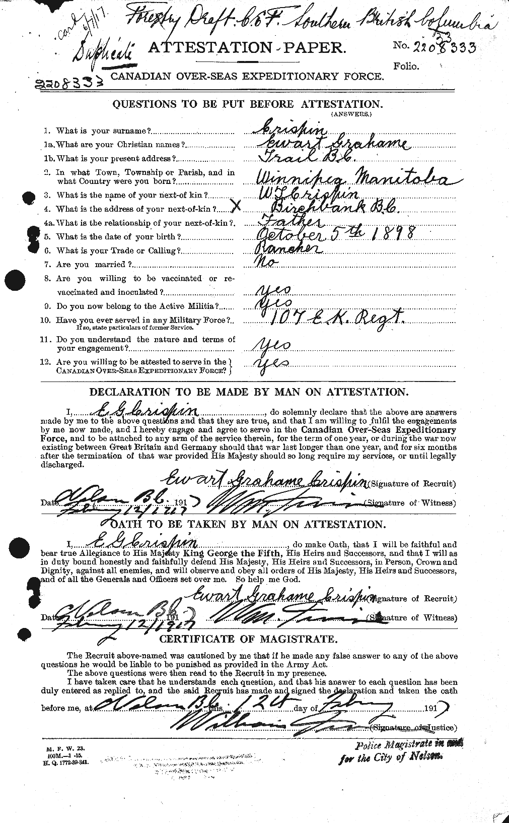 Personnel Records of the First World War - CEF 065360a