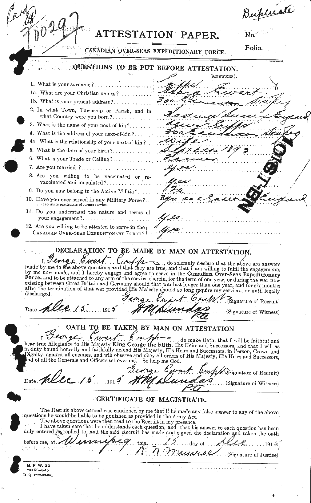Personnel Records of the First World War - CEF 065446a
