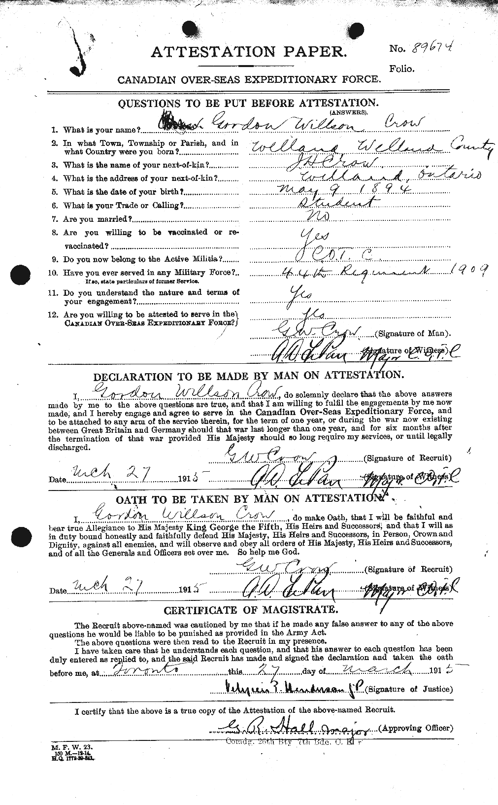 Personnel Records of the First World War - CEF 065548a
