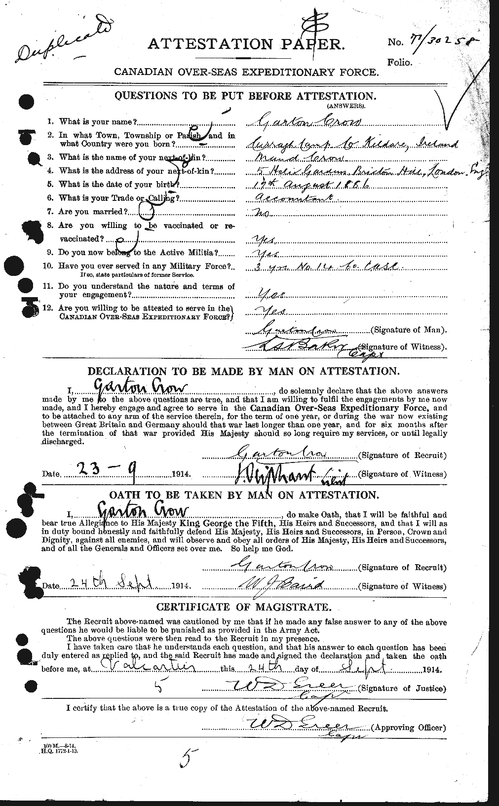 Personnel Records of the First World War - CEF 065550a
