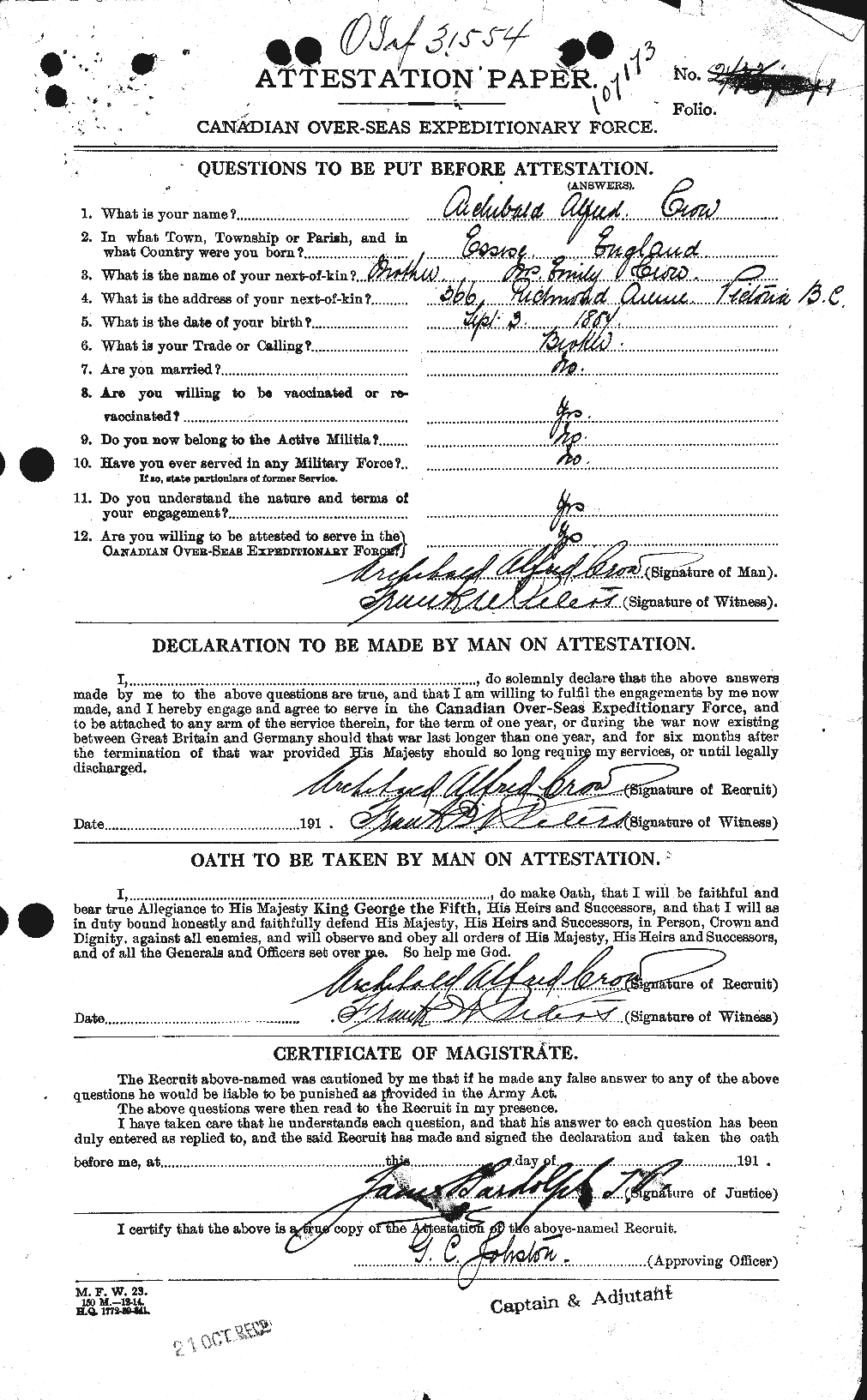Personnel Records of the First World War - CEF 065552a