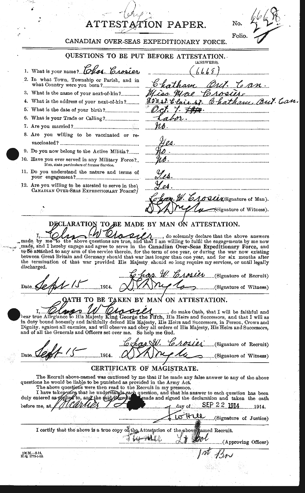 Personnel Records of the First World War - CEF 065782a