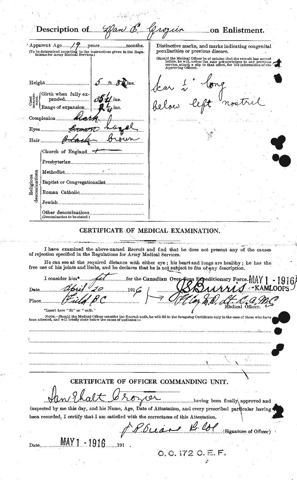 Dossiers du Personnel de la Première Guerre mondiale - CEC 066696b