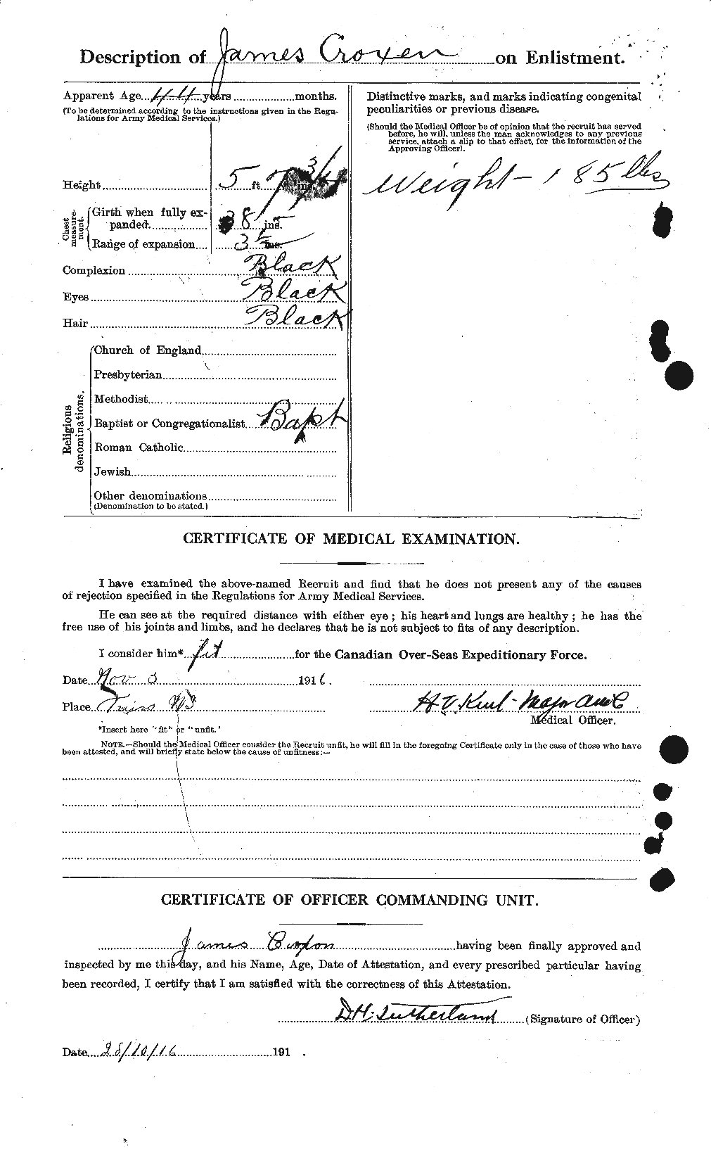 Dossiers du Personnel de la Première Guerre mondiale - CEC 066726b