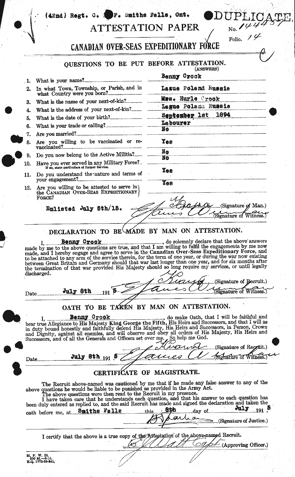 Personnel Records of the First World War - CEF 067244a