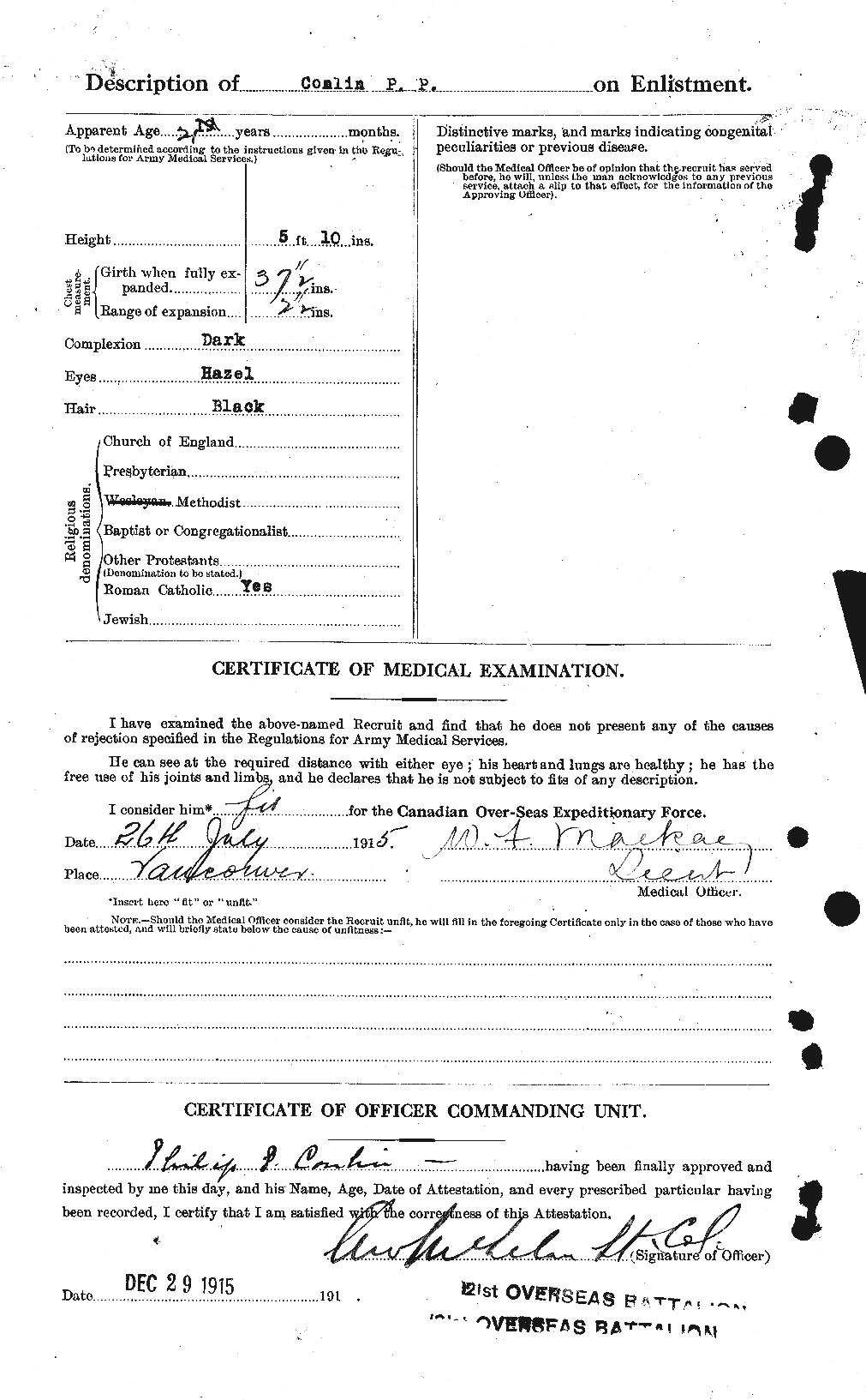Dossiers du Personnel de la Première Guerre mondiale - CEC 067756b