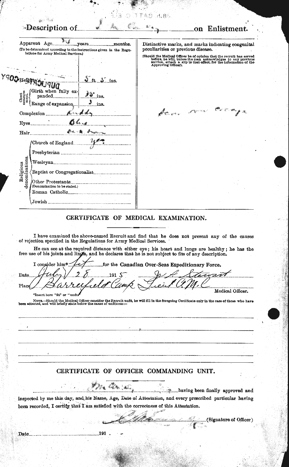 Dossiers du Personnel de la Première Guerre mondiale - CEC 067828b