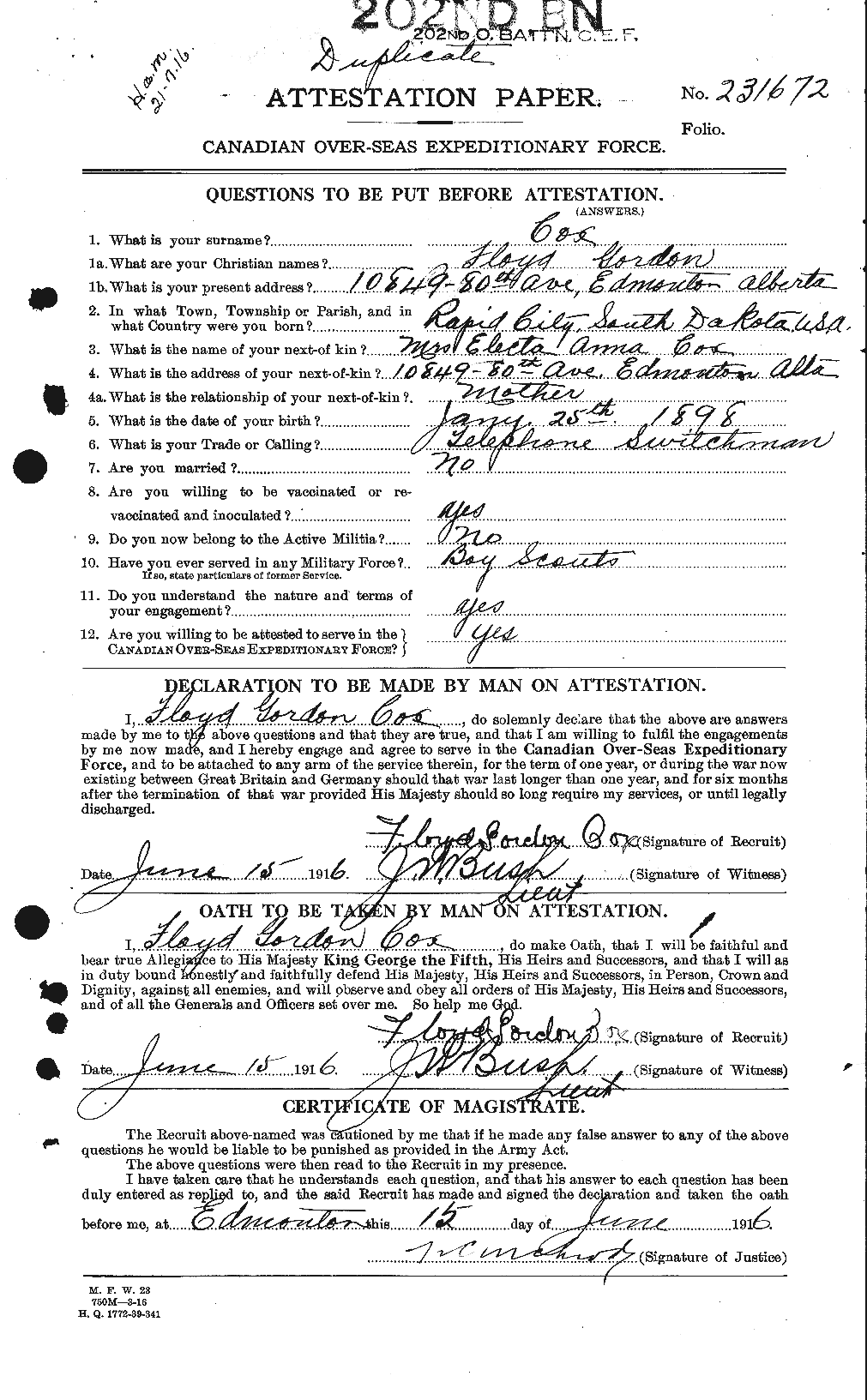 Personnel Records of the First World War - CEF 068078a