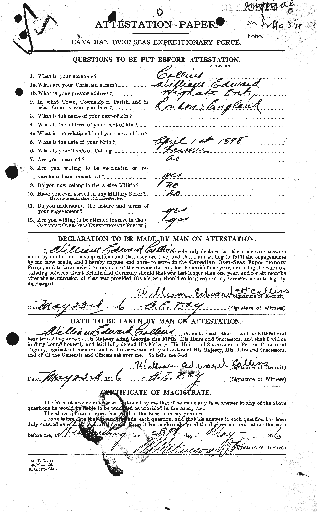 Personnel Records of the First World War - CEF 068801a