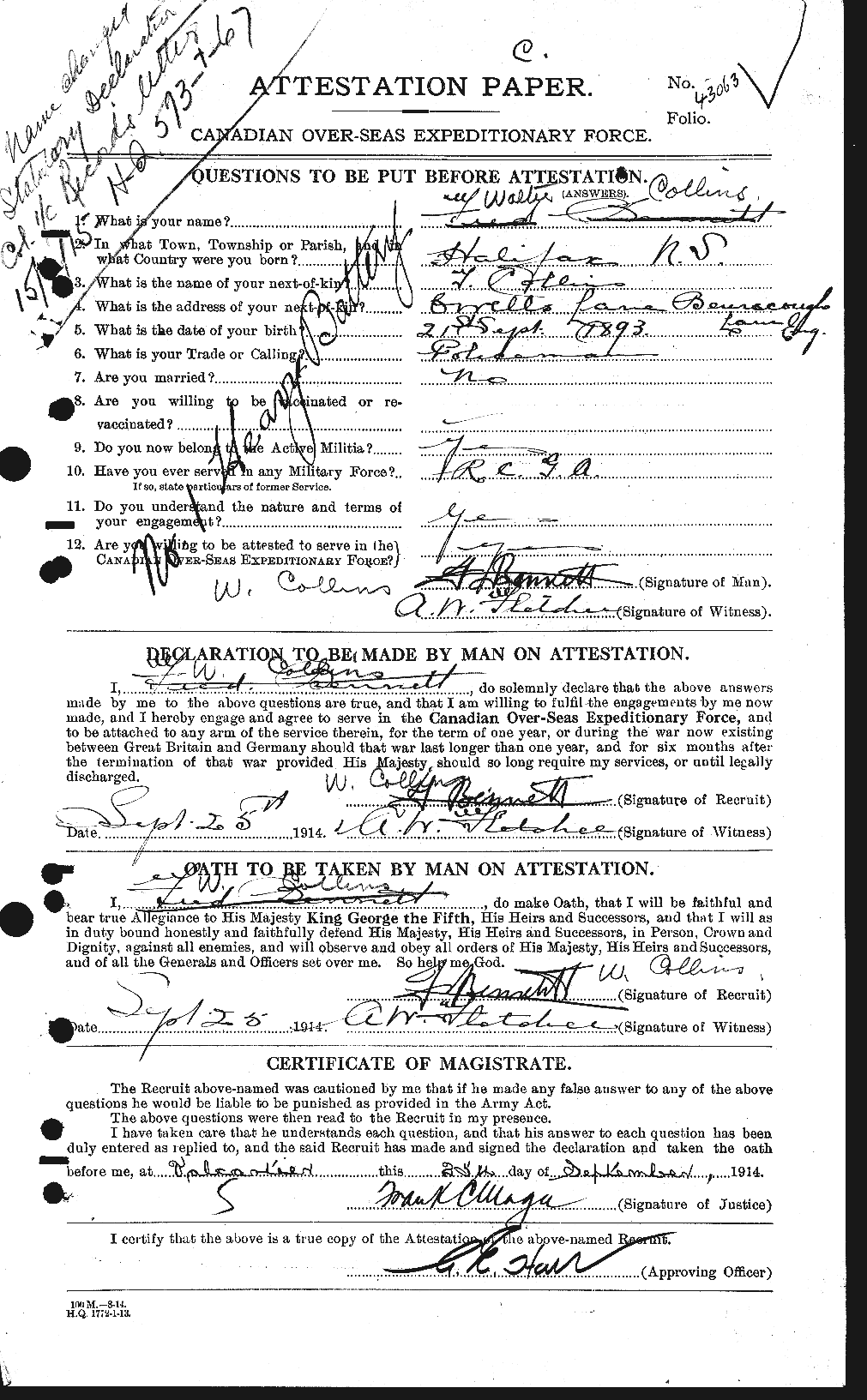 Personnel Records of the First World War - CEF 068834a