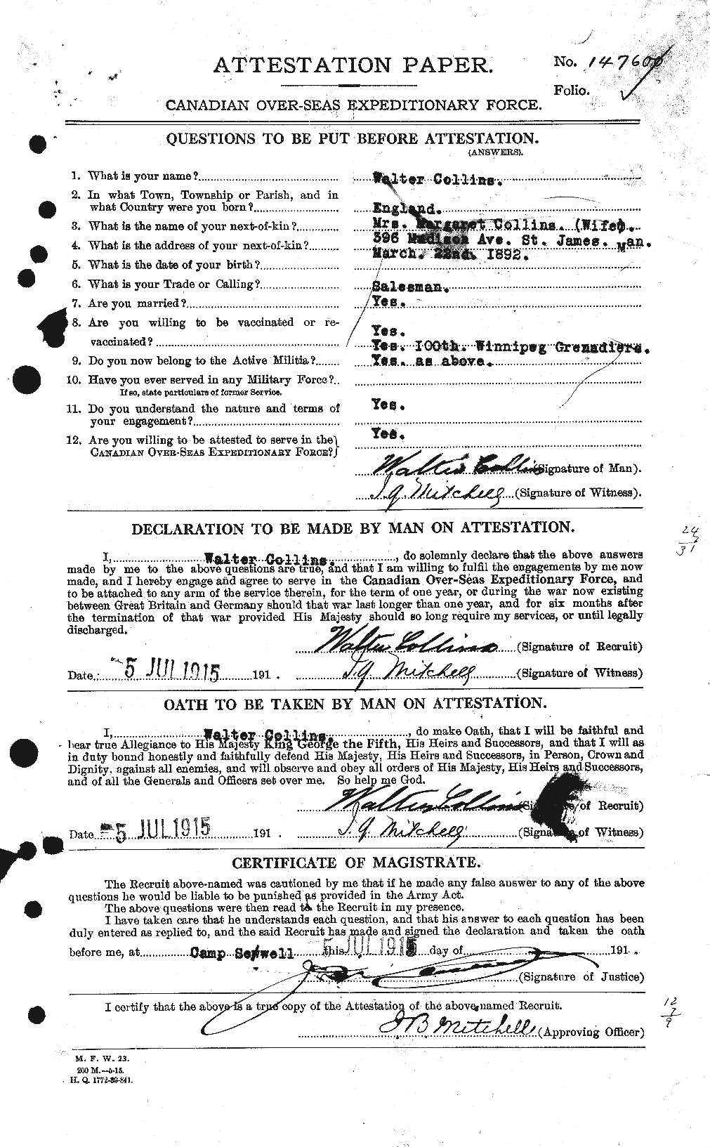 Personnel Records of the First World War - CEF 068837a