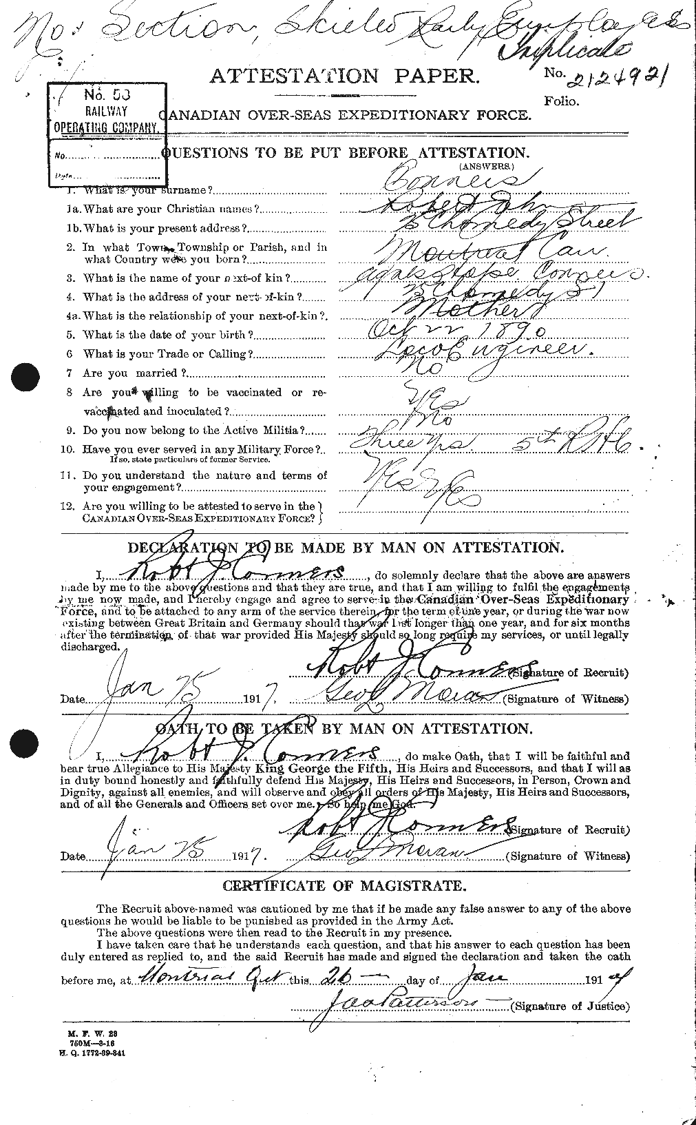 Personnel Records of the First World War - CEF 068924a