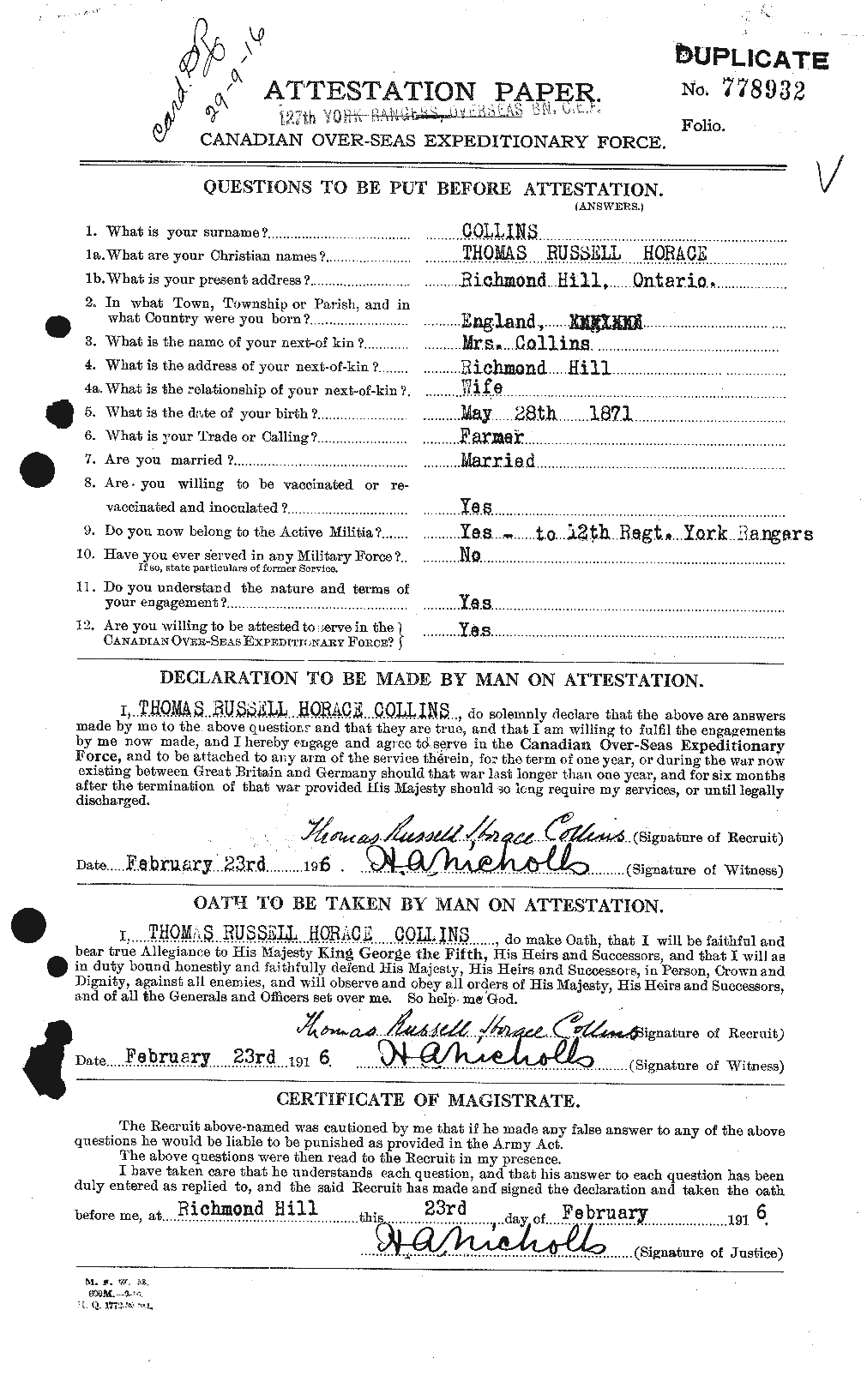 Personnel Records of the First World War - CEF 069120a
