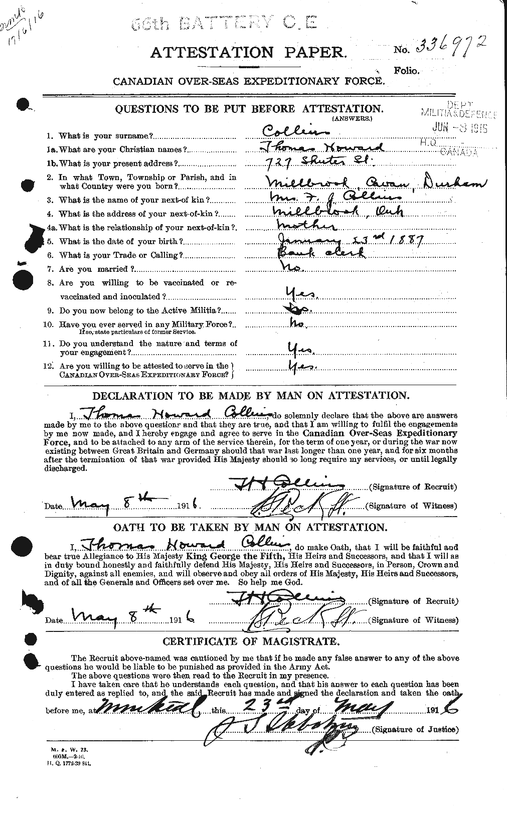 Personnel Records of the First World War - CEF 069126a
