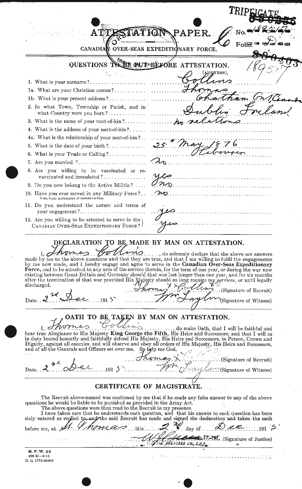 Personnel Records of the First World War - CEF 069137a